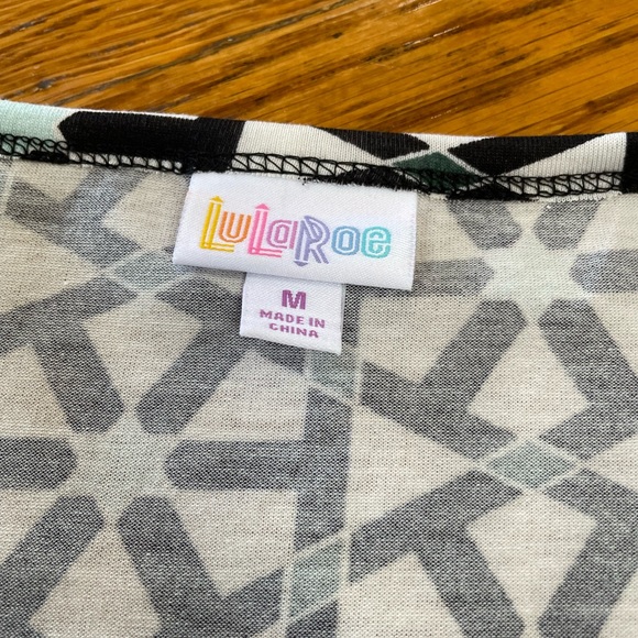 LulaRoe Irma style tunic.  Black white and teal.  Size Medium. - Picture 2 of 6